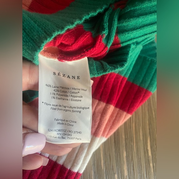 La Maille Sezane Striped Long Dress Wool Blend Multicolored Sz Small - Picture 12 of 13